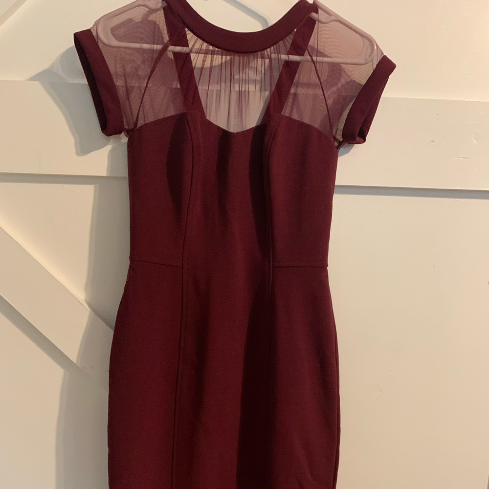Maggie London Illusion Dress, Burgandy Size 4